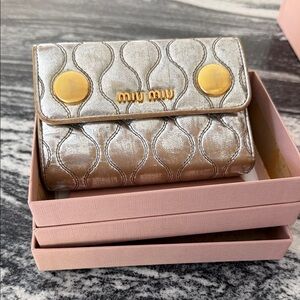 Miu Miu Metallic distressed gold Wallet